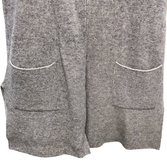 A.Ida Solid Gray Open Front Mock Neck Pockets Sleeveless Sweater Vest M - Picture 5 of 8